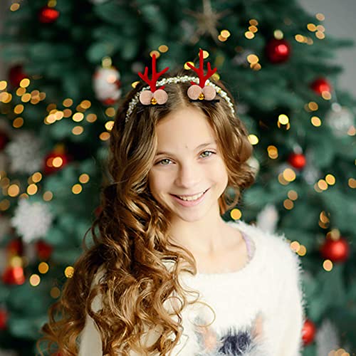 קליפ מגלשות שיער קליפים לחג המולד קטעי שיער 1 זוג אוזני צבי חמוד אביזרי שיער קרני שיער שיער של כיסוי ראש למסיבת