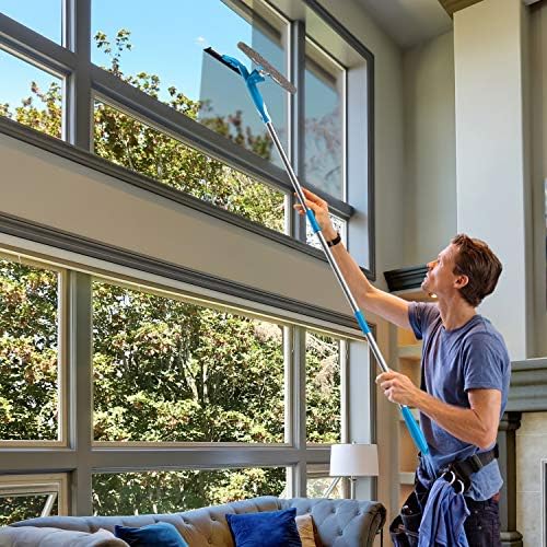 מנקה חלונות ניקוי חלונות מנקה חלונות הניתן להרחבה - כלי ניקוי חלונות עם מיקרופייבר קרצוף וריסוס - עמוד הרחבה