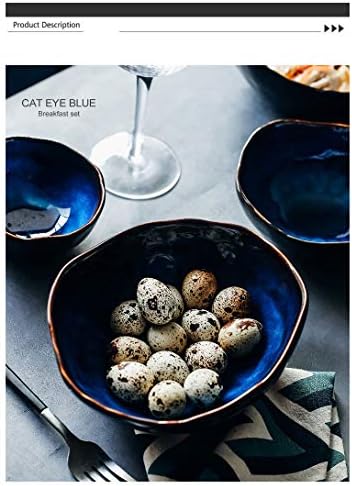 Dsfeoigy 2/4 כלי שולחן מגדיר קרמיקה בצבע כחול קרמיקה צורה לא סדירה צלחת סט ארוחות ערב