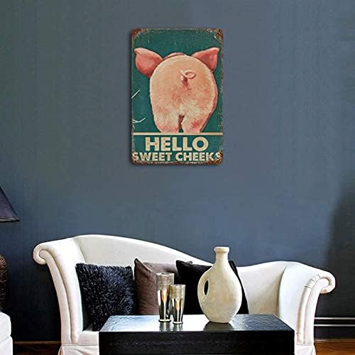 שלט פח וינטג ', שלום לחיים מתוקות חזיר חזיר דפוס חזירים מתנה, מתנות לעיצוב הבית/מתנות מאהבות/קירור/עיצוב קיר אורח שלט אמנות