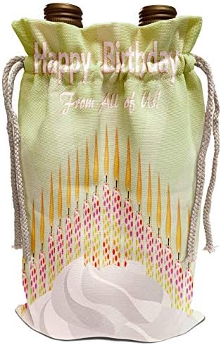 3drose בוורלי טרנר עיצוב יום הולדת - נרות עם נקודות צבעוניות על ציפוי קצפת, יום הולדת שמח מכולנו - תיק יין