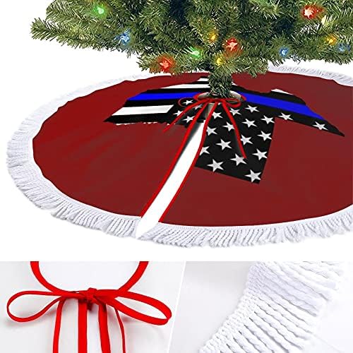 דגל קו דק טקסס דגל דגל חצאיות עץ חג המולד מחצלת עם קישוטי מסיבות חג לחוות ליל כל הקדושים 48 x48