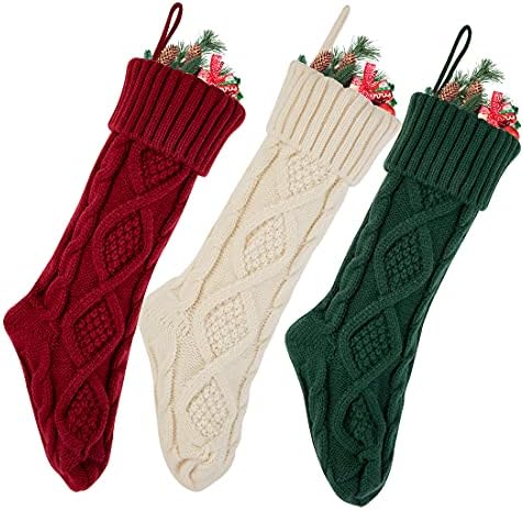 Anroll 3 חבילה גרבי חג המולד 18 אינץ 'גרביים גדולים לקישוטים לבית