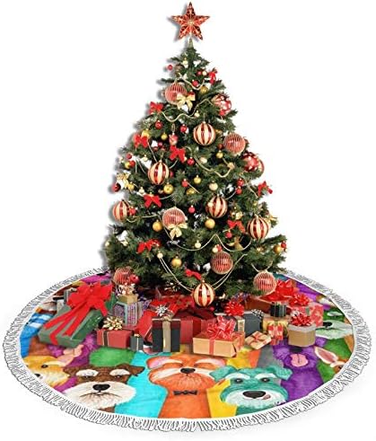 חצאית עץ חג המולד של כלבים חמודים קישטור ציצים מצחיק קישוטי חג המולד לחג קישוט למסיבות בית 36 אינץ '