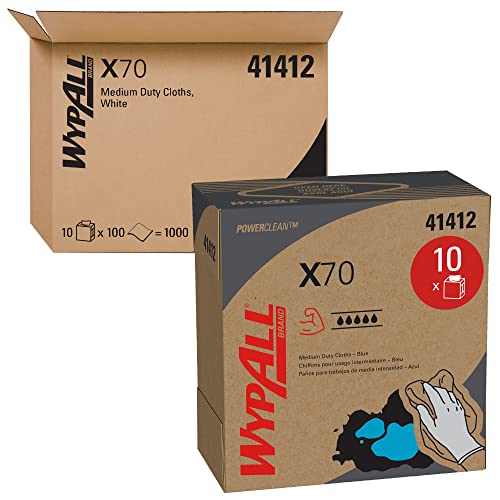 Wypall x70 מורחב להשתמש בבדים לשימוש חוזר, קופסה מוקפצת, כחול, 10 תיבות / מארז, 100 גיליונות / קופסא, 1,000