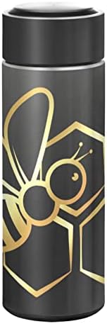 בקבוק מים קטנים של קטאקו 12 גרם, דבורה זהב שחור מבודד בקבוק מים לקפה מים בקבוק נירוסטה בקבוק תרמוס לשימוש חוזר לספל אבק