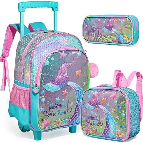מתגלגל תרמיל עבור בנות ילדים מזוודות לשאת על מזוודה עבור יסודי סטודנטים עגלת טיול מחשב נייד רולר תיק עם קופסא