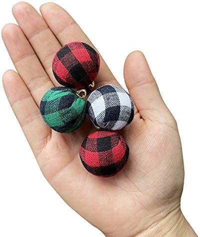 llxieym קישוטי כדור משובץ לחג המולד בופלו בדוק בד תליוני כדורים עטופים