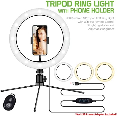 טבעת סלפי בהירה אור תלת צבעוני תואם לנוקיה שלך בגודל 10 אינץ ' עם שלט לשידור חי / איפור/יוטיוב / טיקטוק/וידאו