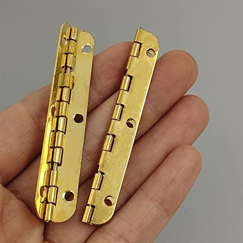 ZLXDP 2 PCS צירי מתכת מוזהבים מיני ציר זהב ארוך אביזרי ריהוט ארון חומרה קופסת תכשיטים עץ עץ ציר וינטג '