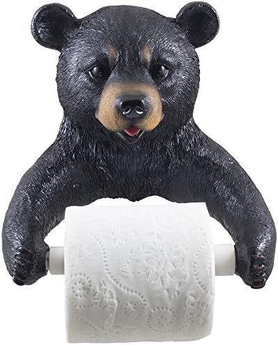 מחזיק נייר טואלט של דוב שחור דקורטיבי מחזיק קיר לחדר אמבטיה לקישוט בקתה כפרי ופסלי עיצוב ציד ציד כמתנות ייחודיות לחנונית