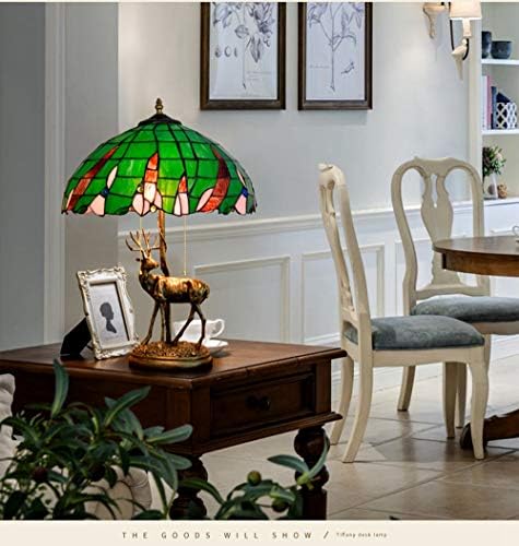 ZSBLXHHJD TIFFANY שולחן מנורה רטרו איילים בסיס בר קפה קפה שולחן אמנות קליל חדר אוכל יצירתי חדר שינה חדר שינה צור ירוק מנורת