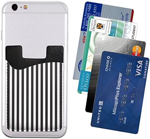 פס שחור לבן מחזיק כרטיסי טלפון עור תעודת זהות עור תעודת זהות נרתיק 3M שרוולי דבק לכל הסמארטפונים
