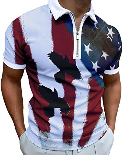 Ruiruilico דגל אמריקאי חולצות פולו חולצות פטריוטיות לגברים 4 ביולי טי קיץ מזדמן רופף שרוול קצר רטרו פולו ספורט גולף