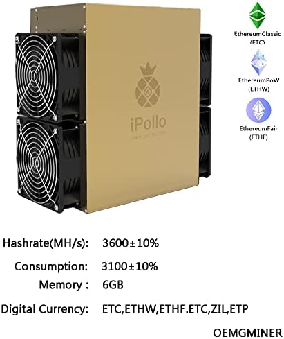 IPOLLO V1 חדש Ethereum כורה קלאסי ETHW ETF 3600MH/S 3100W 6G BULIT-IN PSU מלאי מוכן