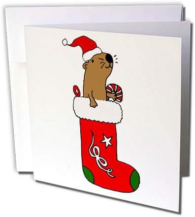 3 עלה מצחיק חמוד ים אוטר בחג המולד גרב קריקטורה-ברכה כרטיס, 6 על ידי 6-אינץ