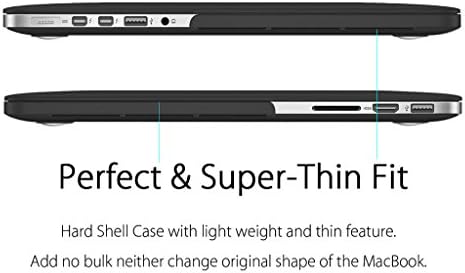 Ueswill Sleep Matte Case Cox Cover התואם ל- MacBook Pro 15 אינץ 'עם תצוגת רשתית, שחור