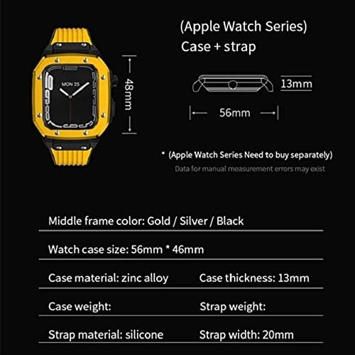 CNHKAU סגסוגת שעון רצועת רצועת פס Apple Watch סדרה 8 7 75 ממ גומי מתכת יוקרה גומי נירוסטה שעון שעון שעון
