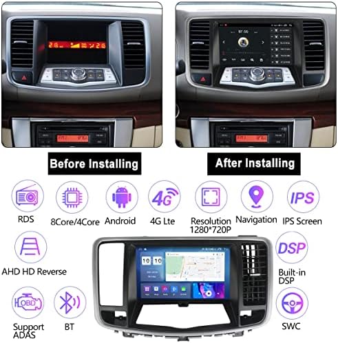 אנדרואיד 11 2 DIN 9 אינץ 'רדיו רדיו GPS NAVI לניסן טיאנה 2008-2013 תומך ב- CARPLAY אנדרואיד רכב/בקרת הגה/FM AM RDS RADIO/SPILT