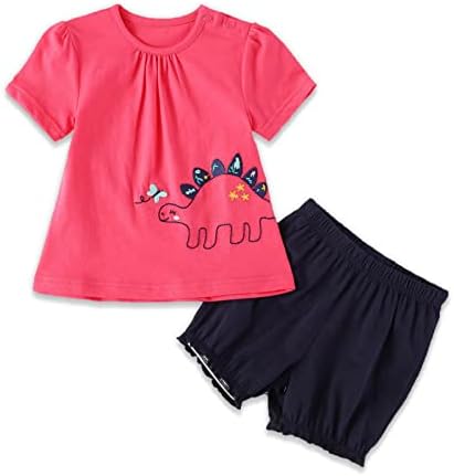 בגדי תינוקות פעוט תלבושות קיץ תלבושות לתינוקות כפתור רקמה הדפסת שרוול קצר ומכנסיים קצרים סט 0-3T 2 חתיכות