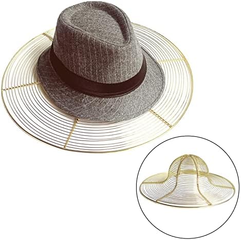 מתכת כובע מתלה, יציב זהב מודרני דוכן תצוגת אחסון מחזיק סוגר עבור מגבעות לבד תקליטונים כובע רחב שולי כובע, גדול