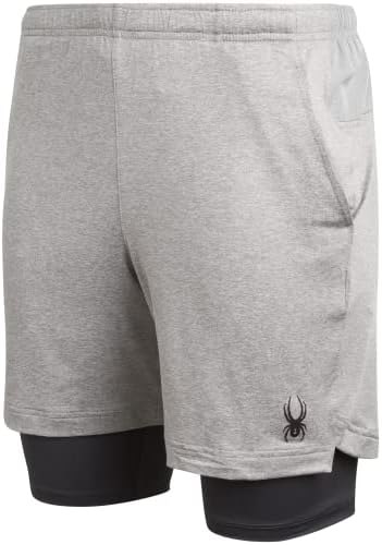 ספיידר גברים של ספורט מכנסיים קצרים-2 ב 1 ביצועים פעיל כושר מכנסיים קצרים עם דחיסת אניה