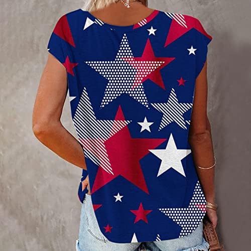 גופיות קיץ לנשים, שרוול נשים שרוול צוות צוואר יום עצמאות יום טיול חולצות רופפות מתאימות חולצות טוניקה של דגל אמריקאי