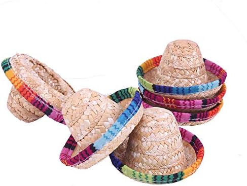 מטורף לילה 6 יחידות מיני קש כובעי מקסיקני קישוטי זעיר סומבררו כובעי פיאסטה המפלגה סינקו דה מאיו ספקי
