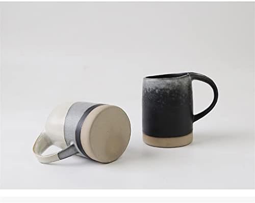 N/A ספלי קרמיקה עם ידית וכף עץ כוסות קפה בעבודת יד כוס חלב תה לא סדיר כוס חלב