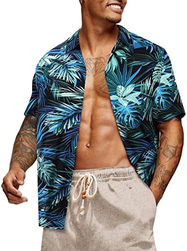 קופנדי גברים של הוואי פרחוני חולצה קצר שרוול כפתור למטה מזדמן קיץ חוף חולצה
