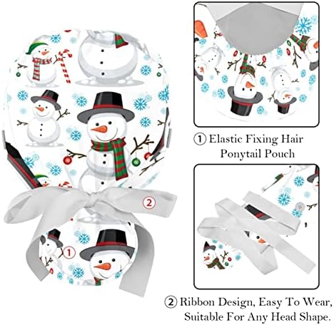 כובע עבודה עם כפתורים וקשרי סרט לנשים 2 מחשבים שלג לחג המולד שלג לחג המולד מתכוונן יוניסקס כובעים כובעים