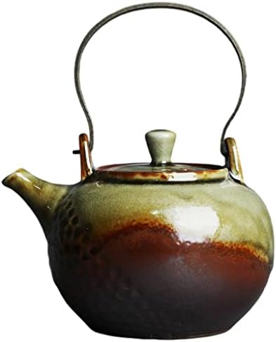 כבשן סגנון MMLLZEL השתנה לידית נחושת קרן קומקום רטרו חרס גולמי קונג פו טקס תה יצרנית תה סיר יחיד