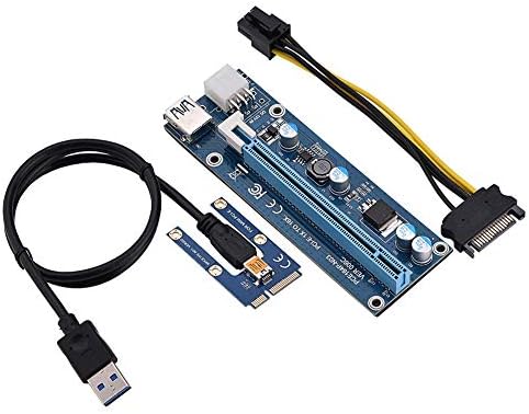 MINI PCI E ל- PCI Express16X מתאם מעלה מארח, ממיר כבל החשמל של SATA לכריית כרטיסי מסך מאמצים 4 קבלים במצב