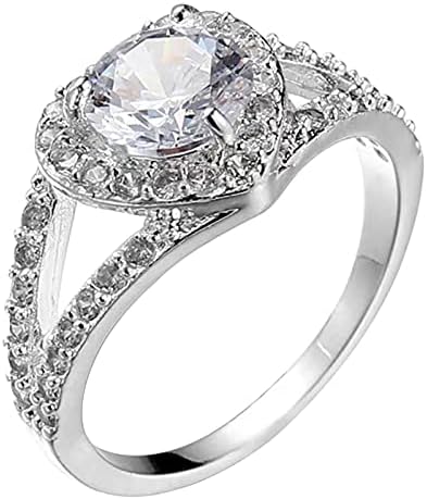 טבעות זולות של YISTU לנשים מעורבות בצורת לב נסיכה בהתאמה אישית טבעת טבעת זירקון טבעות טבעות טבעות סט גודל 11