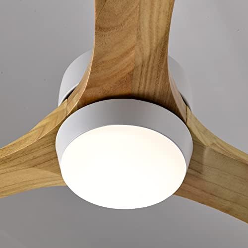 מאוורר תקרה עם תאורת LED 52 אינץ 'חדר קטן מאוורר תקרה מעץ עם אור ， חוסך אנרגיה חוסך אנרגיה 6 הילוכים מאוורר שקט בעל נפח