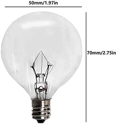 תאורה גרם 16.5 גלוב נורה 25 ואט ניתן לעמעום גרם 50 נורות עגולות לבן חם 2700 קראט ה12 מנורת ליבון בסיס זכוכית שקופה נורות