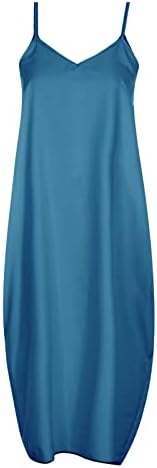 שמלת מקסי של Hot6SL לנשים, פלוס שמלה בגודל לנשים 2023 שמלות קיץ כיסים שמלת ספגטי קיץ ללא שרוולים מזדמנים שמלת