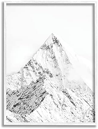 תעשיות סטופל מושלגות שיא הרים קווים חדים שחור, מעוצב על ידי עיצוב פבריקן לבנה באמנות קיר ממוסגרת, 24X30