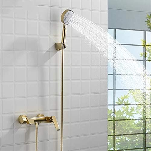 מרקספן ראש מקלחת סט אמבטיה סט ברז, ברז אמבטיה רכוב על קיר עם מרסס מקלחת יד, ברז אמבטיה זהב מוברש ברז, גוף