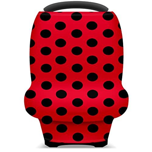 מושב מכונית לתינוק מכסה כיסוי מודרני של פולקה שחור נקודה אדומה כיסוי עגלת צעיף הנקה כיסוי עגלת תינוקות לתינוקות חופה מרובת