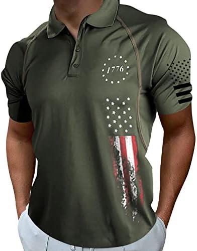 חולצות פולו דגל ארהב לגברים 4 ביולי חולצות טריקו פטריוטיות בקיץ שרוולים קצרים מזדמנים פולו גולף וינטג '