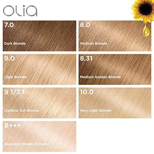 צבע שיער גרנייר אוליה אמוניה נטולת צבע מבריק עשיר בשמן צבע שיער קבוע, 7.0 בלונדינית כהה, 2 ספירה