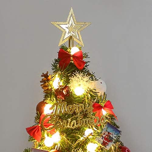 עץ חג המולד של טופיל מיני עם אורות וקישוטים, עיצוב חג מלאכותי של שולחן השולחן עם סוללת אורות LED, קישוטי חג המולד DIY-45