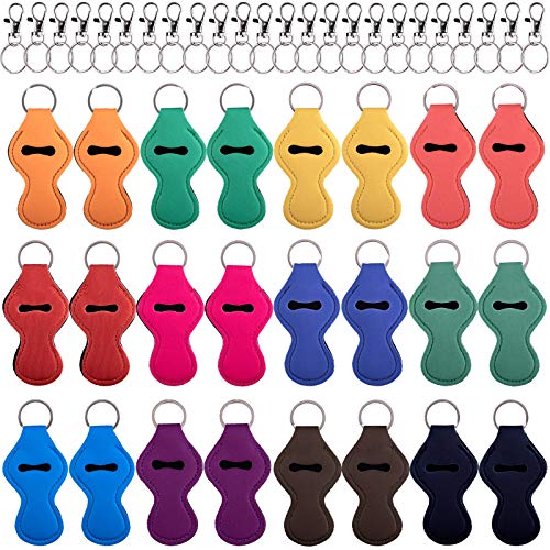 24 יחידות מחזיקי מפתחות מחזיק שפתון מחזיק מחזיקי מפתחות עם 24 יחידות מתכת מיתרי קליפ לפסטיק גשש ולהגן, 12 צבעים
