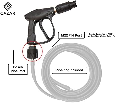 אקדח מכונת כביסה בלחץ Cazar עם מחבר Bosch 360 ° כדי להפוך את האקדח M22/14 לניתן להתאמה לצינור צינור Bosch