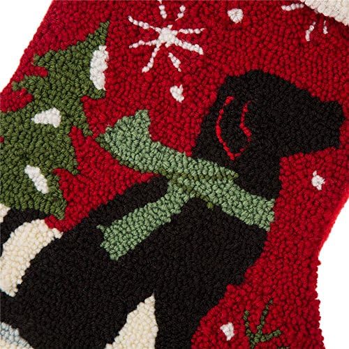 Glitzhome 19 l גרב חג המולד של כלב מחובר בעבודת יד לעיצוב מסיבות עונת החגים המשפחתית