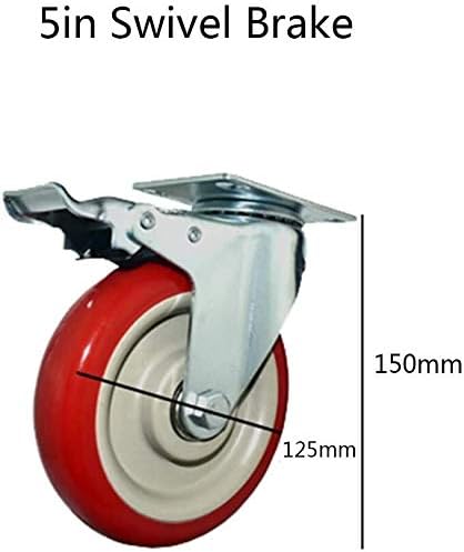 Z צור עיצוב גלגלים גלגלים תעשייתיים גלגל מסתובב, קשתות פו עם בלם, גלגל חובה כבד של 300 קג, סט של 4, מיסבים כפולים, אילם/ללבוש