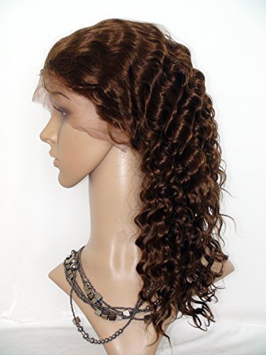 כמות טובה 20 שיער טבעי פאה עבור אישה שחורה ארוך מול תחרה פאה פרואני בתולה רמי שיער טבעי עמוק גל מתולתל צבע 4 אור חום