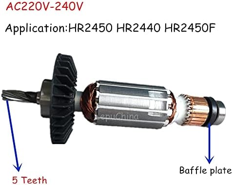 חלק החלפה עבור M.C AC 220V Armature Assy Rotor עבור Makita HR2450 HR2440 פטיש סיבוב 5 אביזרי כלי שיניים