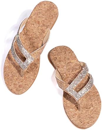 סנדלי סקיזאו לנשים כפכפים נוחים בקיץ לבוש סנדלים שטוחים גבישים סנדלי נשים סנדלי נעלי נסיעה מזדמנים